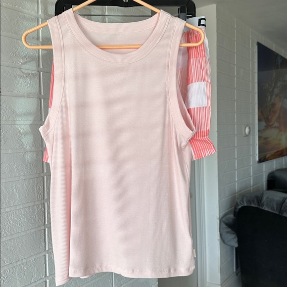 DKNY Women’s Soft Pink Tank and Striped Shorts Set - Picture 7 of 15